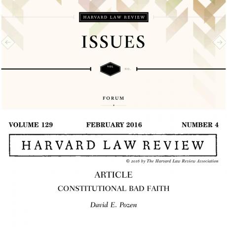 Harvard Law Review on Constitutional Bad Faith